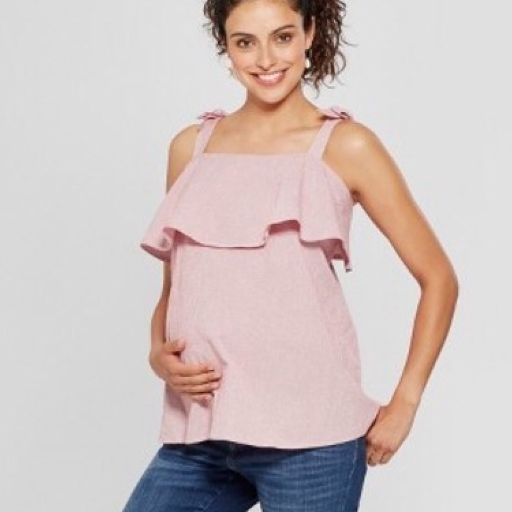 Ingrid and Isabel ruffle striped top/blouse tie